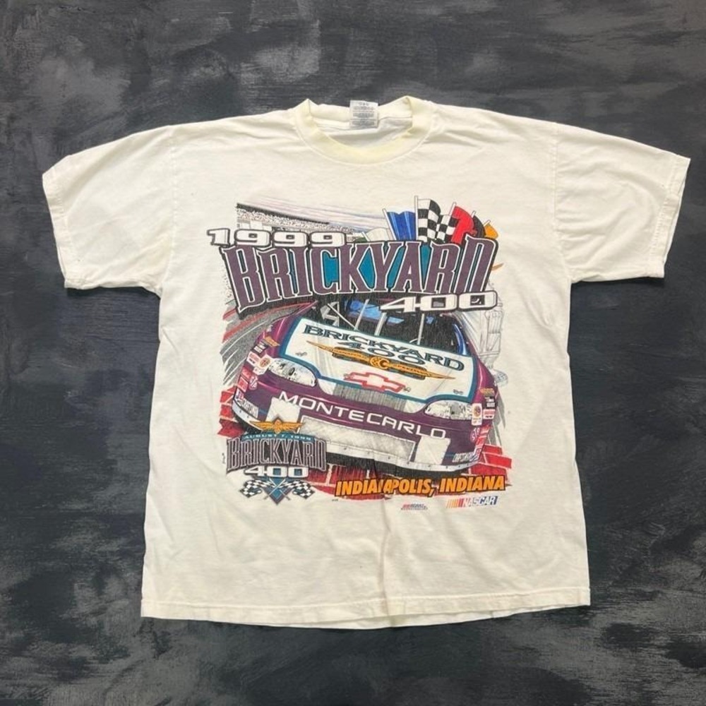 Vintage Brickyard 400 Nascar Shirt Mens Large White 1990s